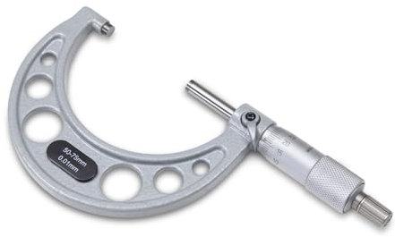 WIKISTORE PROFESSIONELLER MIKROMETER 50-75 mm, Zentesimalmikrometer, Industrielle Präzision mit Aluminiumlegierungsbogen, Reibungssystem und Hebelverriegelung, Präzises Arbeitswerkzeug