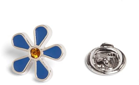 BRERA 67 - broches et pins pour femme en metal en forme de marguerite bleue et ambre, broche femme vetement, broche homme pins, mini broche bijoux, pince decollete femme