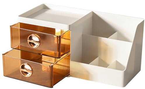 UMMEI Schreibtisch Organizer Bücherregal, Aufbewahrungsbox, Stabiler Und Eleganter Organizer Für Zuhause Büro, Bücherregal,Braun,2