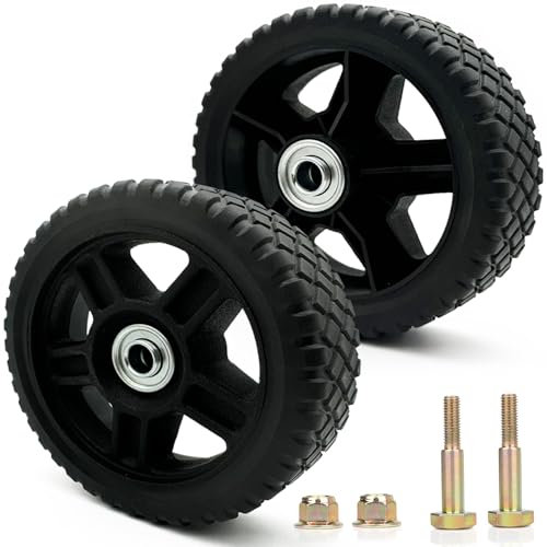 7 Inch Lawn Mower Wheels Wheel kits with Bolts & Nuts - Set of 2 Push Mower Plastic Wheels Fits Craftsman Mower Generator Garden Tiller Most Standard Lawn Mowers