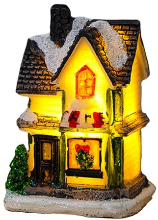 RONGZUBAT Christmas Village Houses Decorations,Christmas Village Battery Operated Mini Christmas Village House Ornaments Buildings Light Up Scene Christmas Decorations,Village Houses Snow Cover