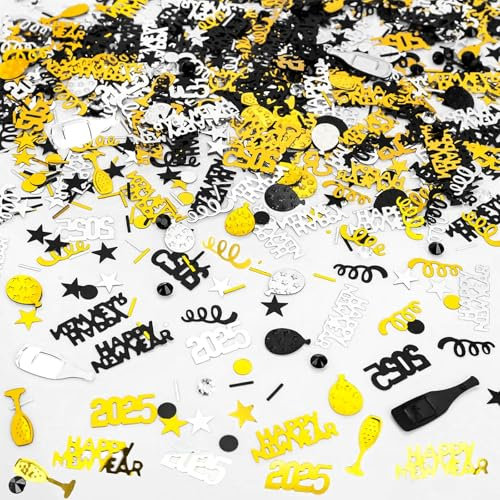 GoldRock Konfetti Streudeko Silvester Deko 2025,1000 Stk Silvester Streudeko,Glitzer Silvester Tischdeko Gold,Konfetti Silvester,Happy New Year Deko,Streudeko Neujahr Deko Silvester Party,Neujahrsdeko