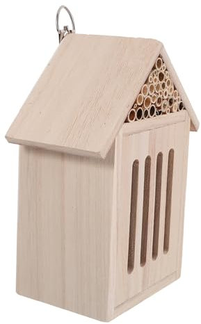 INOOMP Holz Insektenhotel Für Garten Dekorativer Nistkasten Für Schmetterlinge Und Marienkäfer Nachhaltige Holzstruktur Installieren Fördert Kinderbeobachtung Der Natur