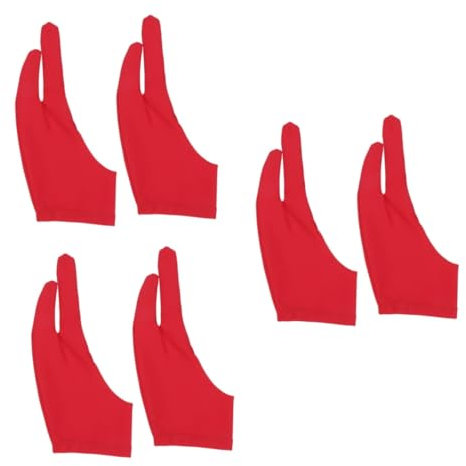 6 Pcs Artist Two Finger Glove Gloves Mittens Anti- Drawing Glove for Sketch The Mitten Digital Art Glove Graphic Tablet Glove Pen Display Glove The Ove Glove Red minkissy