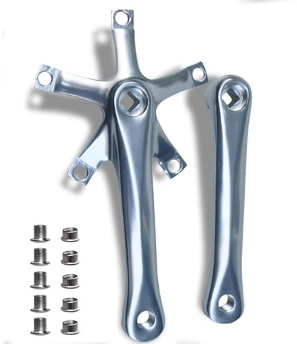 HZXQCVB 130BCD Vierkantloch Kurbelarm-Satz 165mm Links Und Rechts Rennrad Kurbelarm Aluminium-Legierung Faltrad-Kurbel Kompatibel Mit Einfachem Kettenblatt(Silver)