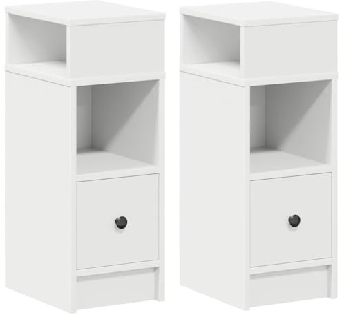 vidaXL Nachttische 2 STK. mit Schublade Weiß 25x31x66 cm