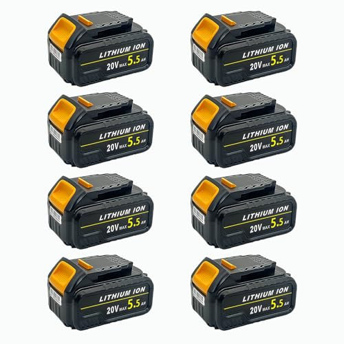 8 Pack DCB184 Battery Replacement for Dewalt 18V/20V Lithium-Ion Battery, Compatible with Dewalt Series Cordless Power Tool Replace for DCB184 DCB180 DCB181 DCB182 DCB200 DCB201 DCB112