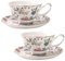 Kaffeetasse mit Untertasse 2 Satz von, Florale Porzellan Kaffeetassen Vintage Kaffeebecher Bone China Teetassen Set Nachmittagstee Geschenk Becher Set, 200ml (D)
