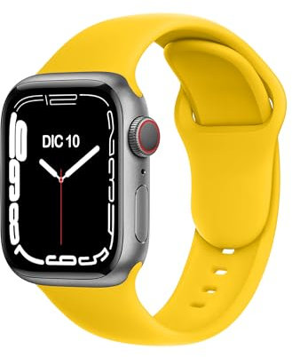 ELETTRONEO C1B Cinturino per Apple Watch Ultra 3 2 49mm, Serie 11 10 46mm, 9 8 7 45mm 41mm, SE 6 5 4 44mm 40mm, 3 2 1 42mm 38mm Donna Uomo Band Bracciale Sport Silicone, Giallo Limone