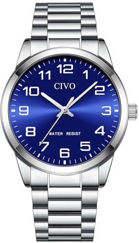 CIVO Uhr Silber Armbanduhr Herren: Quarz Analog Leicht Lesbare Casual Herrenuhr - Edelstahl Wasserdicht Uhren Herren