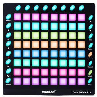 Joyance WORLDE Electronic Music Pad 64 Key MIDI Controller with RGB Backlit Pads (Black)