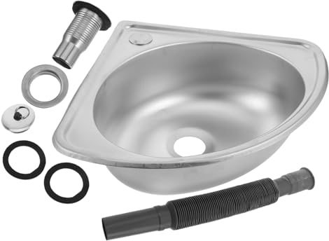 PRETYZOOM Lavandino Campeggio in Acciaio Inox Monovasca per Camper | Lavandino per Camper Bagno, Lavandino Angolare, Lavabo Semplice per Roulotte Stile Casuale