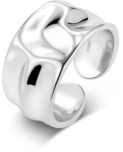 Rings for Women Gold Plated Chunky Open Adjustable Silver Ring Jewelry Gift | Thumb Ring Hypoallergenic Adjustable Lager Chunky Wide Open Finger Silver 14K Gold Plated Ring for Women Lady Men Jewellery