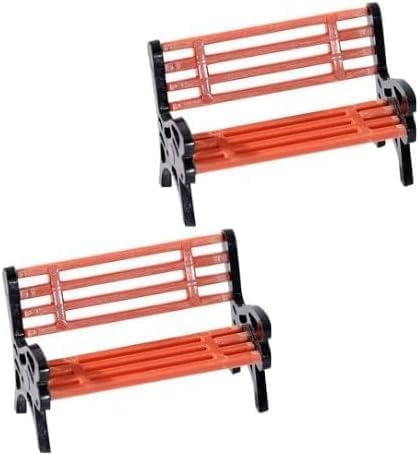 2 Pcs Miniature Bench for Christmas Dollhouse, Mini Plastic Village Accessory, Doll House Bench for DIY Decor, Cake Toppers, City Park Accessory