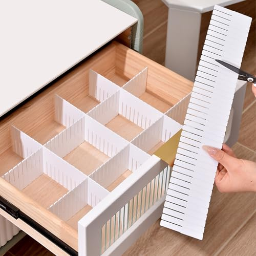 10 Stück Schubladenteiler 37x11 cm Trennwände für Schubladen Verstellbar | Schubladentrenner Schubladeneinteiler, Kommode Schublade Trenner, Zuschneidbare Schubladenteiler für Socken, Kosmetik