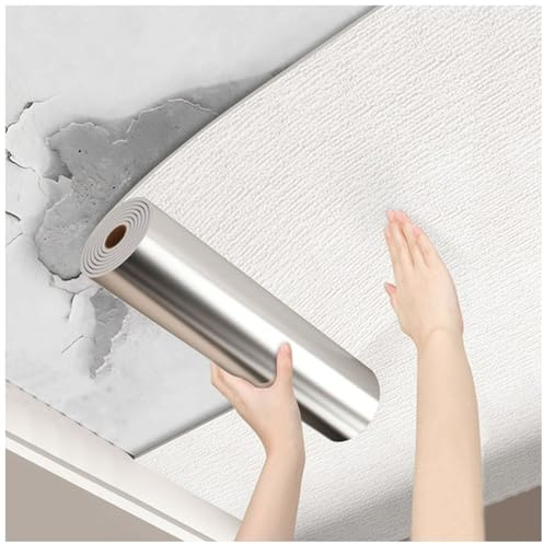 Deckenpaneele Selbstklebend - Deckenplatten Styropor, Selbstklebende Deckenverkleidung Feuchtraum, Isoliertapete Selbstklebende Tapete für Wände mit Abblätterndem Putz/Feuchtigkeit(Weiß,W50cmL30m)