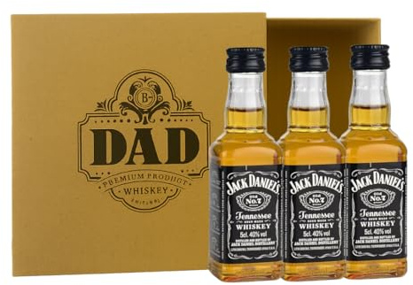 Miniature Jack Daniel’s Dad Gift Set – 3 x 5cl | Tennessee Whiskey Miniatures for Father’s Day & Birthdays | Premium Jack Daniel’s Whiskey Gift Box by Beerhunter