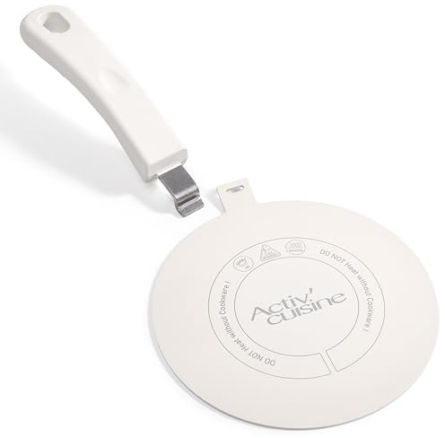 ACTIV CUISINE Adaptador de inducción de 20 cm de difusión de calor de acero inoxidable, difusor de inducción Moka para utilizar cafeteras y utensilios de cocina, blanco