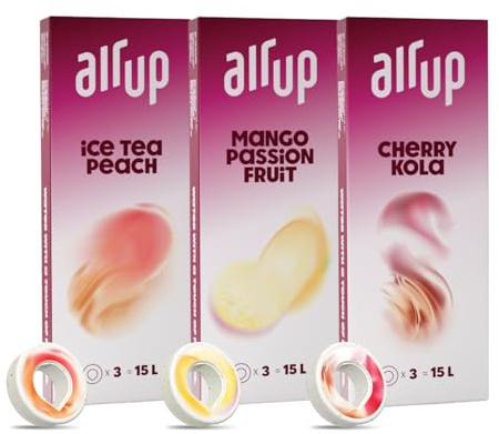 air up Fruchtiger Soda-Mix - 9 Pods in 3 Sorten: Mango Passionfruit, Cherry Kola, Ice Tea Peach für 45L Wasser: Pure Trinkmotivation | Für originale air up Flaschen