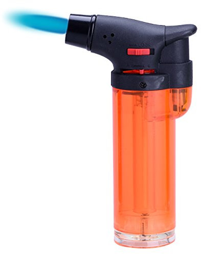Jet Flame 'Creme Brulee', Küchenbrenner Gas Flambierer, Sturm-Feuerzeug (1x Orange) + 1x (Konsumany® Stab- Sturmfeuerzeug 12,5 cm Lang)