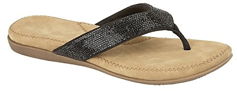 Ladies Diamante Soft Comfy Toe Post Sandals (4, Black)