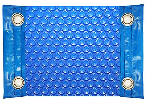 Manta TÉRMICA (COBERTOR TÉRMICO-Cubierta ISOTÉRMICA-TOLDO para Piscina) DE 600 MICRAS ECONÓMICA con Refuerzo EN LOS Lados Estrechos + Ojales EN Acero Inoxidable (9x3m)