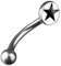 viva-adorno 1 Stück Piercing Banane Augenbrauenpiercing Logo Dome Rückseite flach 316L Chirurgenstahl 20 Motive Z378, S2 Stern schwarz