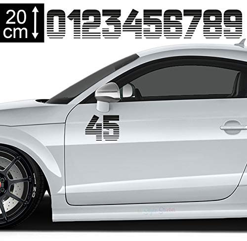 1A Style Sticker Startnummer Aufkleber Auto 20cm Motiv 2, Seitenaufkleber Nummer