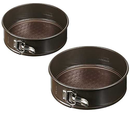 Se de 2 moldes desmontables para tartas, 20 y 26 cm, Acero carbonatado 0’4 mm de alta calidad, Resiste hasta 230°, Antiadherente mejorado