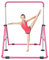 KidoGym Barras de Gimnasia para niños con Altura Ajustable, Barra Plegable de Entrenamiento de Gimnasia, Barra Horizontal expandible Junior para el hogar (Rosa)