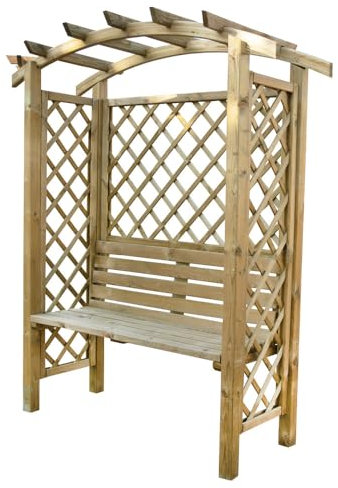 Pergola da Giardino Ad Arco con Panca Cm 160X170X190 H Pergolato Pompeiana in Legno di Pino Verniciato in Autoclave per Esterno