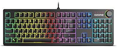 Ozone Gaming OZSTRIKEBACKSP Gear Strikeback, Teclado Mecánico, Switches Mecánicos Kailh Red, Iluminacion LED RGB Spectra, 18 Modos de Illuminación, Silencioso, Numérico, Layout Español, Negro