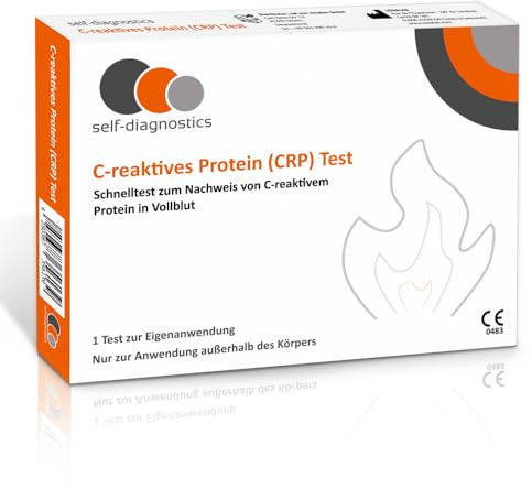 self-diagnostics CRP Test, Entzündungsmarker Schnelltest, 1 Test, Bluttest | C-reaktives Protein, Fingerblut, Eigenanwendung, Ergebnis in 5 Minuten, Entzündungsparameter und CRP Wert zu Hause prüfen