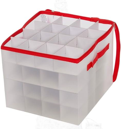 Biznest Christmas Tree 64 Bauble Decorations Storage Box with Zip Outer Body and Inner Partitions Floors All Made Plastic