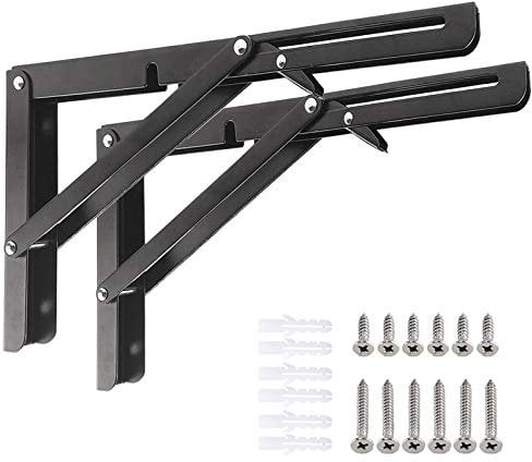 Klappkonsole Schwerlast 350mm, 2 Stück Metall Klappkonsolen Klappkonsole tisch Klappregalhalterungen Klappträger für Bänke und Regale Platzsparende DIY-Halterung, Tragkraft: 80kg