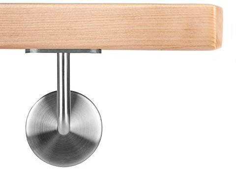 Handlauf Holzhandlauf VKT 42 x 42 mm Wandhandlauf Fichte Halter rund 40 cm 2 Halter