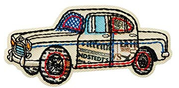 Mono-Quick Bügelbild Aufnäher Patch Applikation zum Aufbügeln Retro PKW Oldtimer 7,0 x 3,4 cm