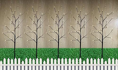 Gartenpirat LED-Baum 5er Set beleuchtet schwarz 120 cm Erdspieß Weihnachten außen