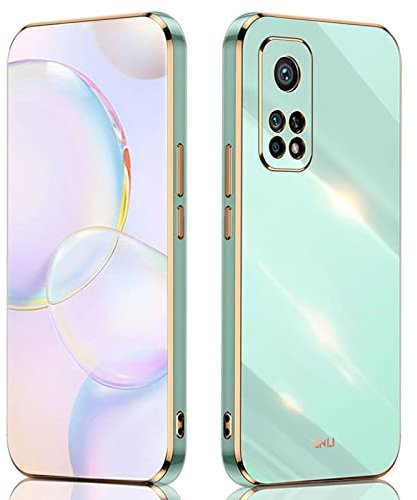 ILING Handyhülle für Xiaomi Mi 10T 5G/Xiaomi Mi 10T Pro 5G Hülle, Bunt Silikon, Schüzen Sie die Kamera, Ultradünne Stoßfeste Case für Damen (Grün)