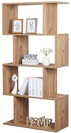 RICOO Regal 140 x 70 x 30cm, Standregal Eiche braun WM074-EG Spannplatte aus Holz, Bücherregal Wandregal, Regale & Ablagen, schmales Regal, Büroregal, kleines Regal schmal, Büro Bücherregale