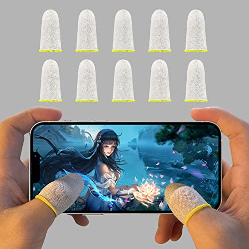 10 pezzi telefono cellulare Gaming Finger Sleeves Finger Gloves Thumb Anti-sudore traspirante Cool Finger Covers fibra di vetro per gioco mobile Touchscreen Finger per gioco del telefono PUBG