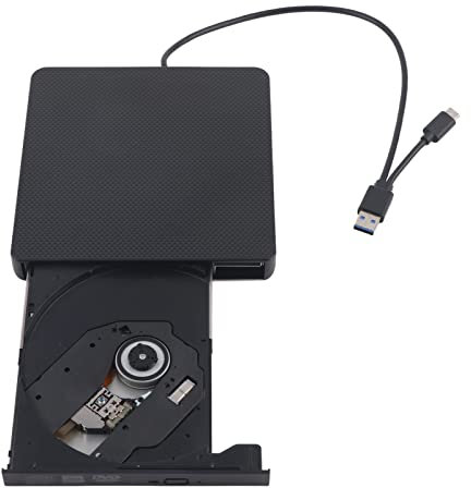 Goshyda Externer DVD-Brenner, Typ C USB3.0 Slim Portable DVD CD ROM Player Rewriter, für Desktop, Laptop, All-in-One-Computer, Netbooks, Festplatten-Player, für Win XP, für Win7 8 10,