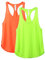 icyzone Damen Sport Top Locker Fitness Yoga Shirt Racerback Tank Tops Sport Oberteile, 2er Pack (M, Neon Green/Neon Orange)
