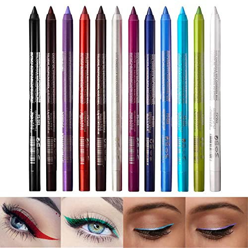 Professional Eye Makeup Set - 12 Color Eyeshadows, Eyeliner, Eyebrow & Lip Liner Pencils