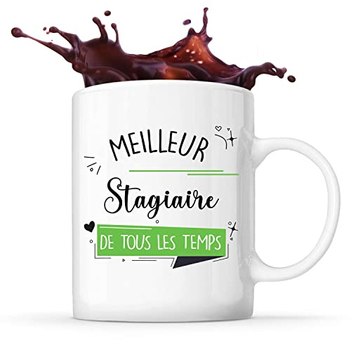 Planetee Tasse Best Stagiaire de tous temps | Geschenkidee Tasse Geschenk Arbeit Arbeit Beruf Abschied Ruhestand Kollegen Herren Geburtstag Weihnachten | Keramiktasse 325 ml