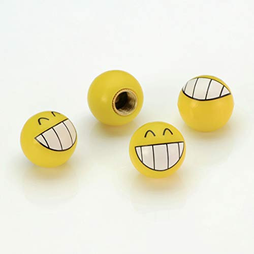 LST 4x Ventilkappe Reifenventil Kappe Emoji Smiley Grinsen Gelb PKW LKW Motorrad