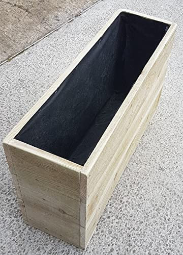 Hand Made Large Decking Garden Trough Planter 80cm long x 25cm wide x 47cm high