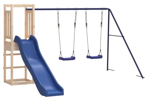 vidaXL Spielturm, Klettergerüst mit Rutsche Schaukel, Kinder Kletterturm, Spiel-Zubehör für Garten, Holz Spielplatz Spielhaus, Massivholz Kiefer