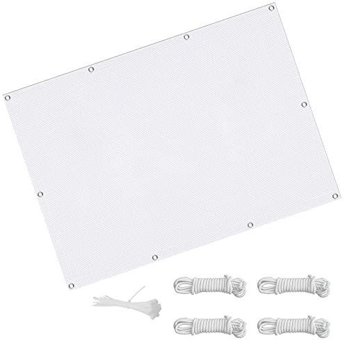 Toile Respirant Rectangulaire 4 x 5 m Perméable Rafraîchissan Jardin Pergola Voile Solaire avec 4 Morceaux de Corde pour Terrasse Jardin Balcon Camping, Blanc