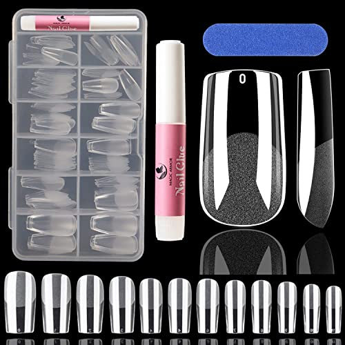 MAGIC ARMOR Square Gel Nail Tips,120pcs Half Matte Medium Clear Square Fake Nails for Full Cover Acrylic Square Soft Gel Nail Tips French False Nails DIY Nail Art,12 Sizes
